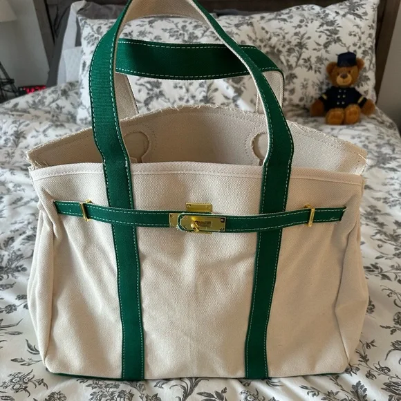 Boat Kin Canvas Bag New Tape Still On Feet Green Straps - Picture 1 of 9